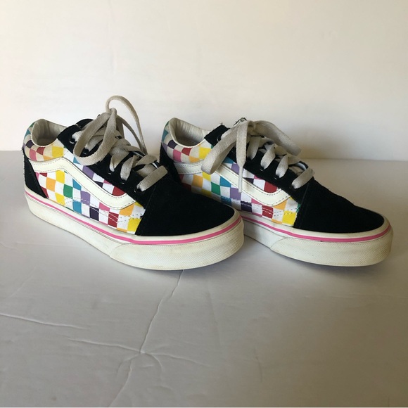 VANS Rainbow Check Old Skool Kids Size 1 - Picture 2 of 9